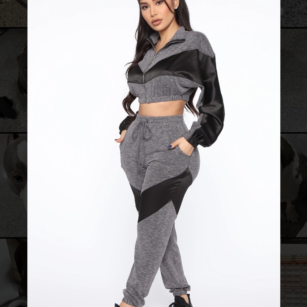 Grey and black jogger zip up crop jacket MEDIUM NWOT